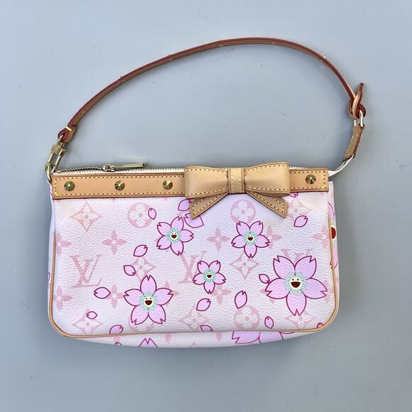 🌸SOLD🌸Louis Vuitton Vintage Pink Monogram Cherry Blossom Pochette Accessories - Picture 2 of 16